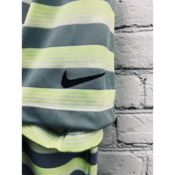 NIKE GOLF Tour Performance Dri-Fit Polo Shirt Logo Striped Green Mens Size M - Picture 7 of 11